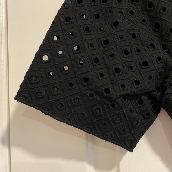 Rebecca Taylor Black Short Sleeve Eyelet Cropped Blouse Top Size 6 NWT - Picture 12 of 15